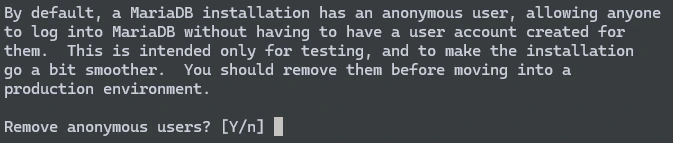 MariaDB Secure Installation Etape 3