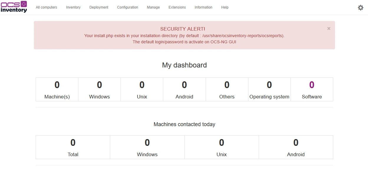 OCS WebConsole Home page